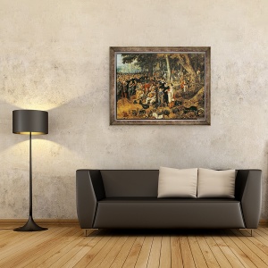 Tablou inramat - Adriaen Pietersz van de Venne - Alegorie a armistitiului din 1609 intre tarile de Jos si Spania, 70 x 90 cm - Img 2