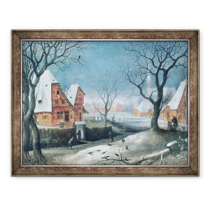 Tablou inramat - Adriaen van Stalbemt - Peisaj de iarna cu pasari, 60 x 80 cm