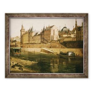 Tablou inramat - Adrien Dauzats - Palatul de Justitie, Conciergerie si Tour de lHorloge, 60 x 80 cm