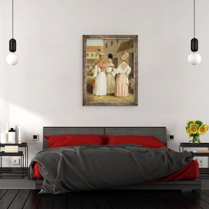 Tablou inramat - Agostino Brunias - O fata de Vest indian flori si alte doua femei gratuite de culoare, 60 x 80 cm - Img 3