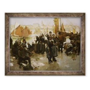 Tablou inramat - Albert Chevallier Tayler - Plecarea flotei de pescuit, Boulogne, 60 x 80 cm