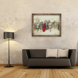 Tablou inramat - Aleksei Danilovich Kivshenko - Alaturarea Marelui Novgorod, Novgorodienii care pleaca la Moscova, 70 x 90 cm - Img 2