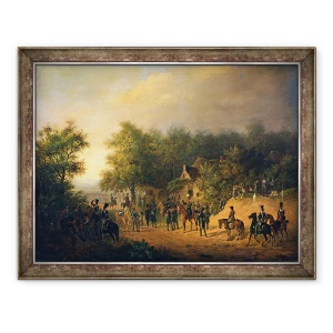 Tablou inramat - Alexander Ivanovich Sauerweid - Sosirea tarului Nicolae I in tabara, 60 x 80 cm