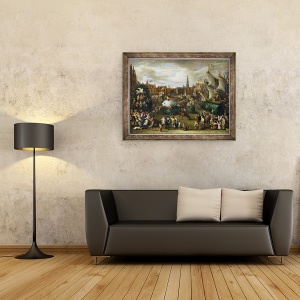 Tablou inramat - Alexander van Bredael - Festivalul de la Anvers, 70 x 90 cm - Img 2