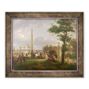 Tablou inramat - Alexandre Hyacinthe Dunouy - intalnire intre Napoleon I 1769-1821 si Papa Pius al VII-lea 1742-1823 in Padurea Fontainebleau in 1804, 50 x 60 cm