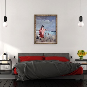 Tablou inramat - Alfred Emile Stevens - Pe plaja, 60 x 80 cm - Img 3