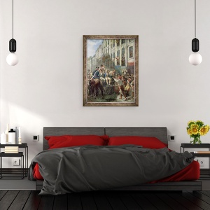 Tablou inramat - Alfred Mouillard - Robespierre 1758-94 si Saint-Just 1767-94 plecand spre ghilotina, 28 iulie 1794, 60 x 80 cm - Img 3