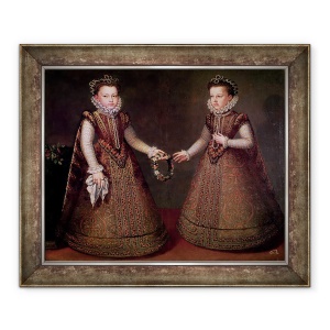 Tablou inramat - Alonso Sanchez Coello - Infantas Isabella Clara Eugenia 1566-1633, guvernator al tarilor de Jos si Catalina Micaela 1567-97, Ducesa de Savoia, 70 x 85 cm