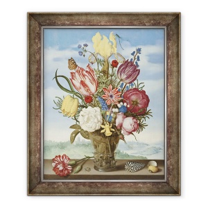Tablou inramat - Ambrosius Bosschaert the Elder - Buchet de flori pe margine, 70 x 85 cm