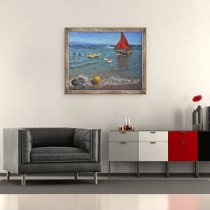 Tablou inramat - Andrew Macara - Baliza galbena si vele rosii, 50 x 60 cm - Img 2