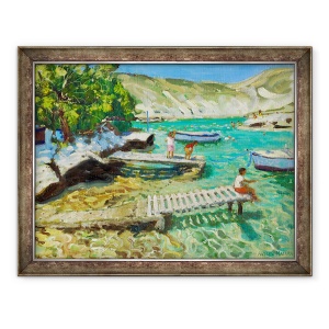 Tablou inramat - Andrew Macara - Pescuit de la debarcader, Milos, Grecia, 60 x 80 cm