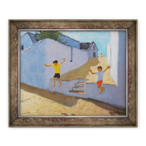 Tablou inramat - Andrew Macara - Sarind de pe un zid, Mykonos, 2015, 70 x 85 cm