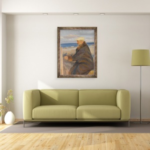 Tablou inramat - Anna Kirstine Ancher - Pictura Michael Ancher pe Shore, 60 x 80 cm - Img 2
