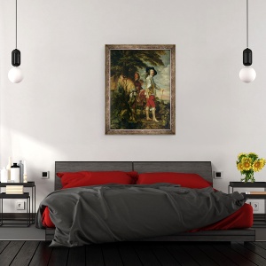 Tablou inramat - Anthony van Dyck - Regele Carol I 1600-49 al Angliei in vanatoare, 60 x 80 cm - Img 3