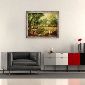 Tablou inramat - Antoine Charles Horace Vernet - Napoleon la vanatoare in Padurea Compiegne, 50 x 60 cm - Img 2