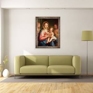 Tablou inramat - Anton Raphael Mengs - Madonna si copilul cu doi ingeri, 70 x 90 cm - Img 2