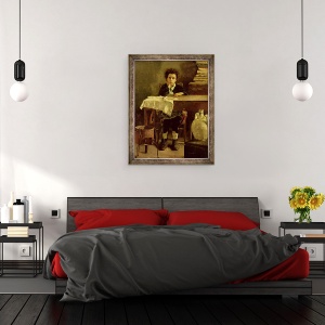 Tablou inramat - Antonio Mancini - Micutul scolar, 60 x 80 cm - Img 3