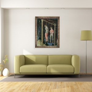 Tablou inramat - Antonio Pisanello - Sfantul Gheorghe si Printesa de Trebisond, detaliu a doi barbati spanzurati din partea stanga, 70 x 90 cm - Img 2