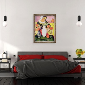 Tablou inramat - August Macke - Jucatorul lautei, 60 x 80 cm - Img 3