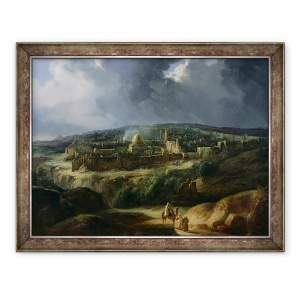 Tablou inramat - Auguste Forbin - Vedere asupra Ierusalimului din Valea lui Iosafat, 70 x 90 cm