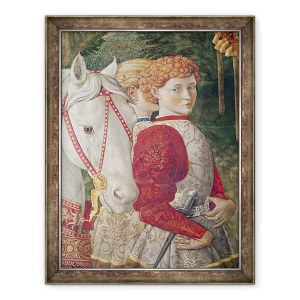 Tablou inramat - Benozzo di Lese di Sandro Gozzoli - Doi insotitori Liveried si capul lui Lorenzo Calul Magic, detaliu din ciclul Calatoria Magilor in capela, 60 x 80 cm