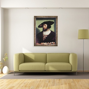 Tablou inramat - Bernard van Orley - Portret De Kristian II 1481-1559, 70 x 90 cm - Img 2
