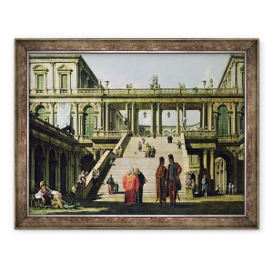 Tablou inramat - Bernardo Bellotto - Peisaj ideal cu trepte palatului, 60 x 80 cm