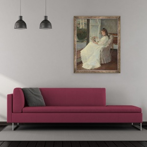 Tablou inramat - Berthe Morisot - Sora artistului la fereastra, 50 x 60 cm - Img 2