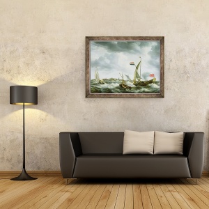 Tablou inramat - Bonaventura Peeters - Nave pe mare, 70 x 90 cm - Img 2