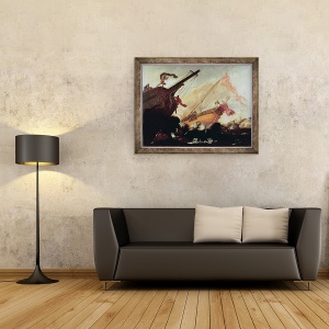 Tablou inramat - Buonamico Agostino Tassi - Galleonii distrusi pe un tarm stancos, 70 x 90 cm - Img 2