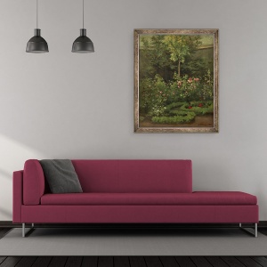 Tablou inramat - Camille Pissarro - O gradina de trandafiri, 50 x 60 cm - Img 2