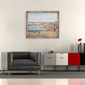 Tablou inramat - Camille Pissarro - Portul exterior de la Dieppe, 50 x 60 cm - Img 2