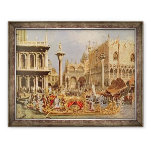 Tablou inramat - Canaletto - intoarcerea lui Bucintoro de Ziua inaltarii ulei pe panza, 70 x 90 cm