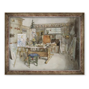 Tablou inramat - Carl Larsson - The Studio, din seria A Home, 70 x 90 cm