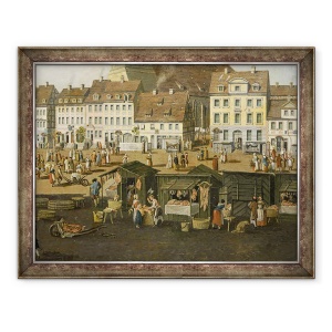 Tablou inramat - Carl Traugott Fechhelm - Noua piata din Berlin cu Marienkirche c.1770, 60 x 80 cm