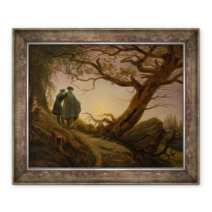 Tablou inramat - Caspar David Friedrich - Doi barbati contempland Luna, 50 x 60 cm