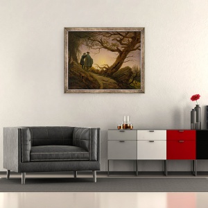 Tablou inramat - Caspar David Friedrich - Doi barbati contempland Luna, 50 x 60 cm - Img 2