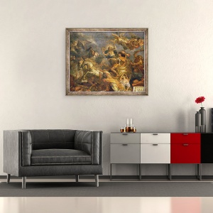 Tablou inramat - Charles Le Brun - Vedere a regelui Luand Maastricht in Treisprezece Zile in 1673 si Pasajul de pe Rin in prezenta dusmanilor in 1672, 50 x 60 cm - Img 2