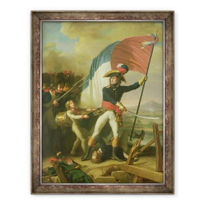 Tablou inramat - Charles Thevenin - Generalul Augereau 1757-1816 pe Punte in batalia de la Arcola din 15 noiembrie 1796, 60 x 80 cm