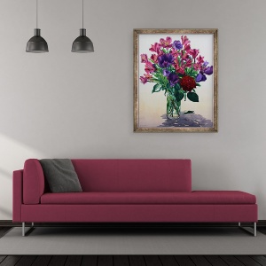 Tablou inramat - Christopher Ryland - Flori cu Trandafir Rosu, 50 x 60 cm - Img 2