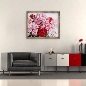 Tablou inramat - Christopher Ryland - Trandafiri rosii si roz, 50 x 60 cm - Img 2