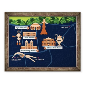 Tablou inramat - Claire Huntley - Harta South Kensington, 70 x 90 cm