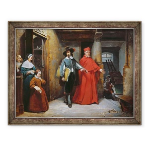 Tablou inramat - Claude Jacquand - Un cardinal in cautarea lui Ribera in studioul sau din Napoli, 60 x 80 cm
