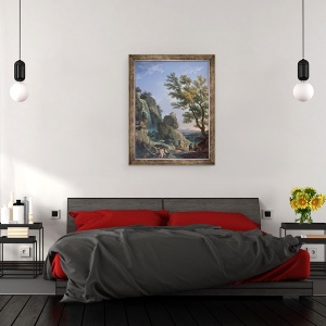 Tablou inramat - Claude Joseph Vernet - Peisaj cu cascada si figuri, 60 x 80 cm - Img 3