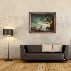 Tablou inramat - Claude Joseph Vernet - Seascape, Lumina lunii, 70 x 90 cm - Img 2
