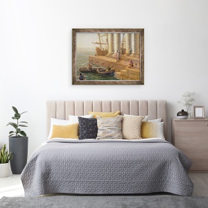 Tablou inramat - Claude Lorrain - Scena portului, detaliu de la Plecarea lui Ulise din tara Feaci, 60 x 80 cm - Img 3