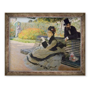Tablou inramat - Claude Monet - Camille Monet pe o banca de gradina, 70 x 90 cm