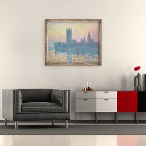 Tablou inramat - Claude Monet - Casele Parlamentului, Apus de soare, 50 x 60 cm - Img 2