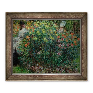Tablou inramat - Claude Monet - Doua femei printre flori, 50 x 60 cm