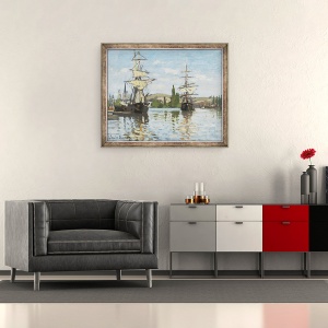 Tablou inramat - Claude Monet - Nave de echitatie pe Sena la Rouen, 50 x 60 cm - Img 2